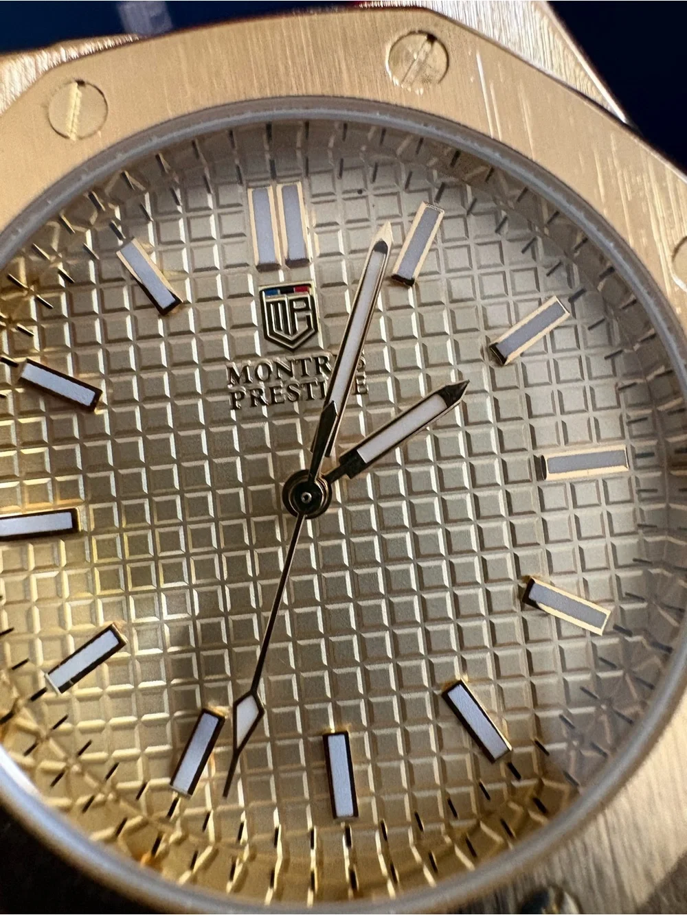 Montres Prestige Gold Watch 44mm - Stainless Steel Band & Elegant Dial Design
